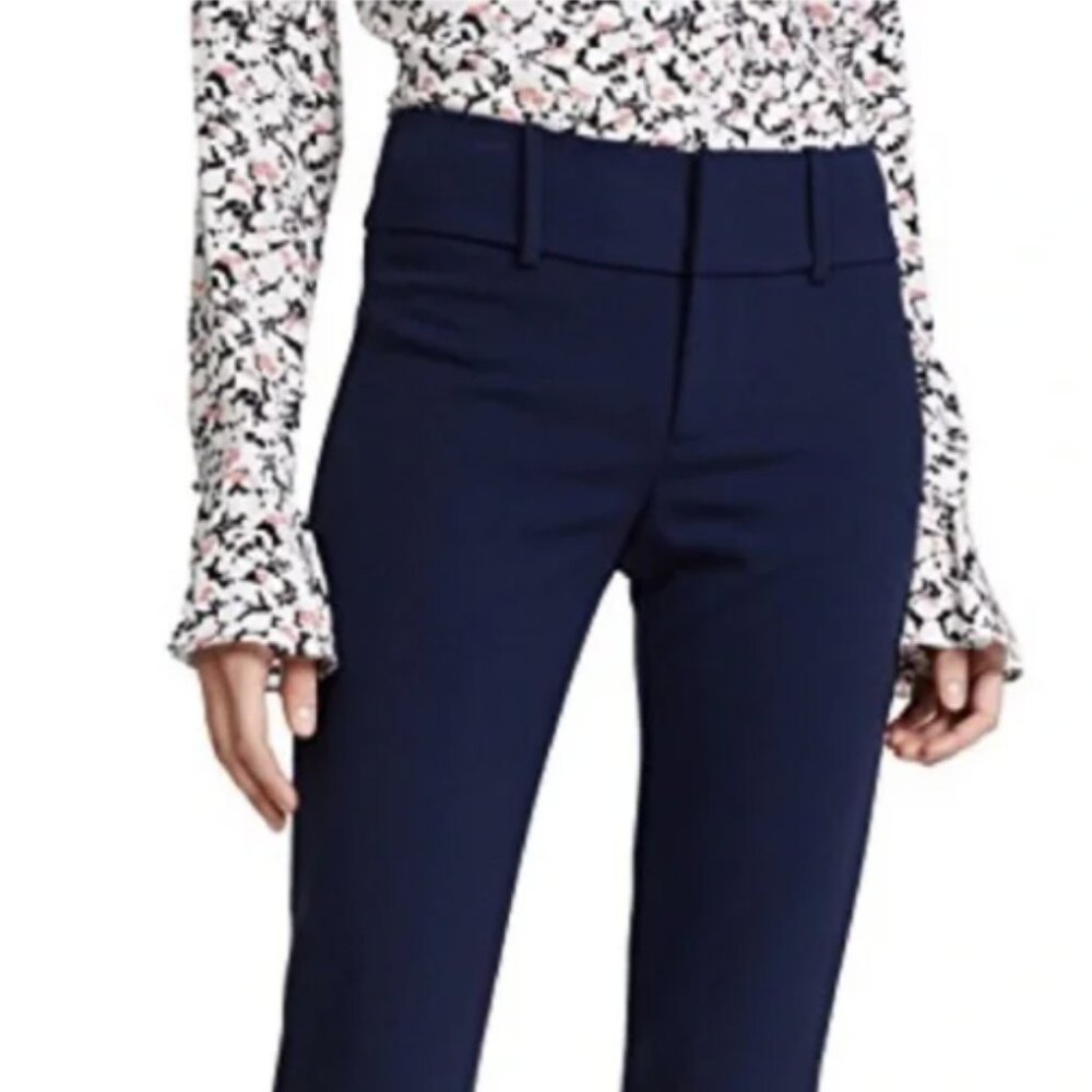 Alice + Olivia Black Wide Leg Flare Trousers - Wool Blend